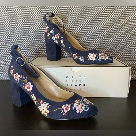 White House Black Market Shoes Whbm Bethany Floral Suede Heels